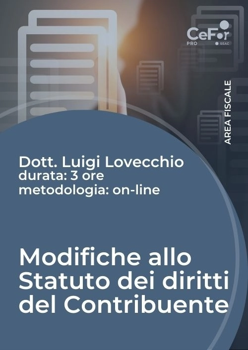 Corso Modifiche Allo Statuto Dei Diritti Del Contribuente