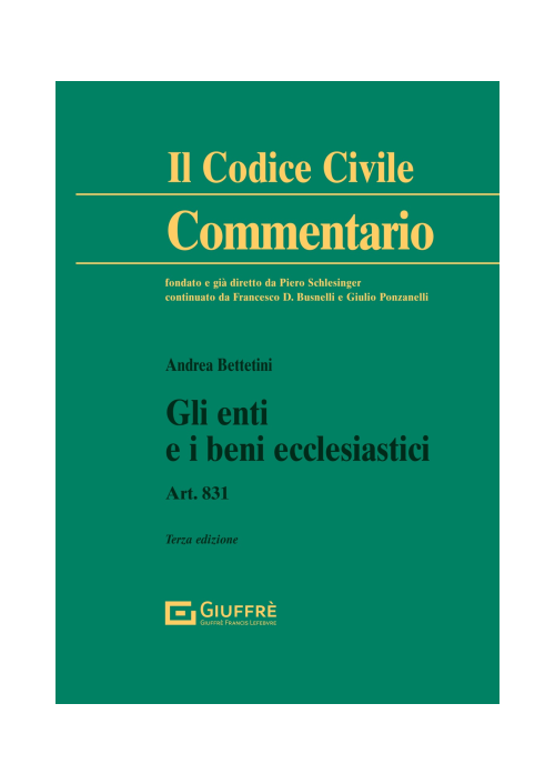 GLI ENTI E I BENI ECCLESIASTICI ART. 831