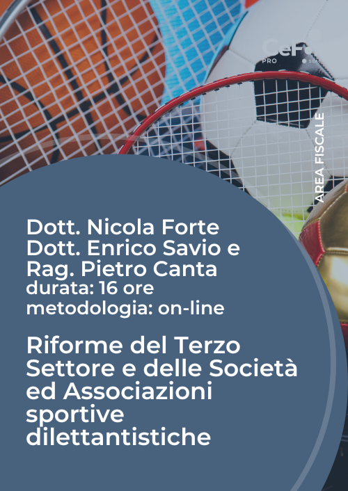 Percorso - Riforme del Terzo Settore e delle Società ed Associazioni sportive dilettantistiche