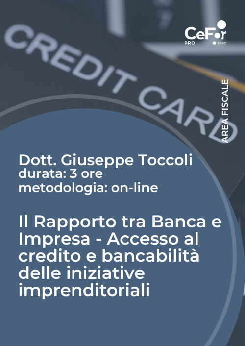 Il Rapporto tra Banca e Impresa - Accesso al credito e bancabilità delle iniziative imprenditoriali