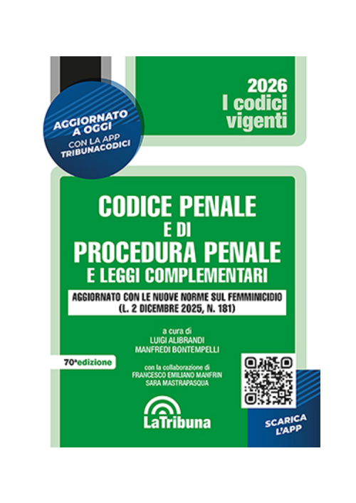 CODICE PENALE E DI PROCEDURA PENALE 2026