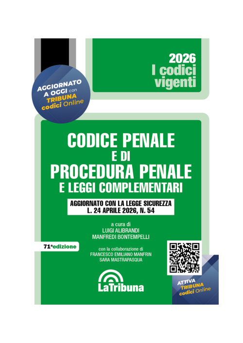 CODICE PENALE E DI PROCEDURA PENALE 2026