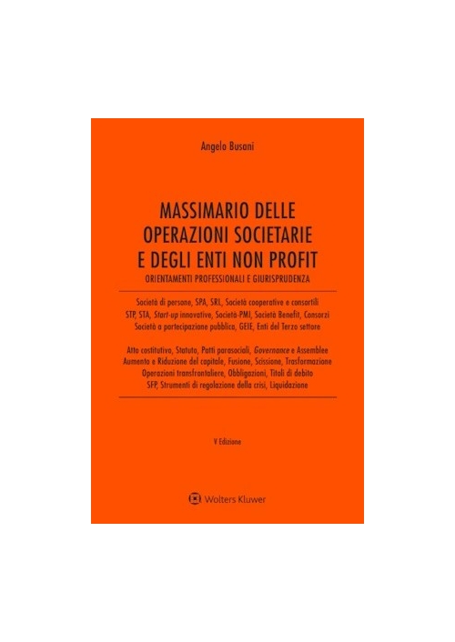 MASSIMARIO DELLE OPERAZIONI SOCIETARIE E DEGLI ENTI NON PROFIT